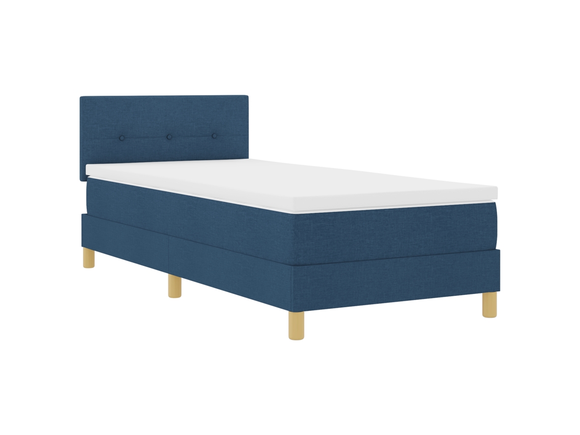 Conjunto 1 Estrado Com Molas Vidaxl Azul Tecido (90 X 190 Cm)