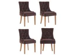 Conjunto de 4 cadeiras de jantar Veludo Aberdeen marrom/antigo claro CLP