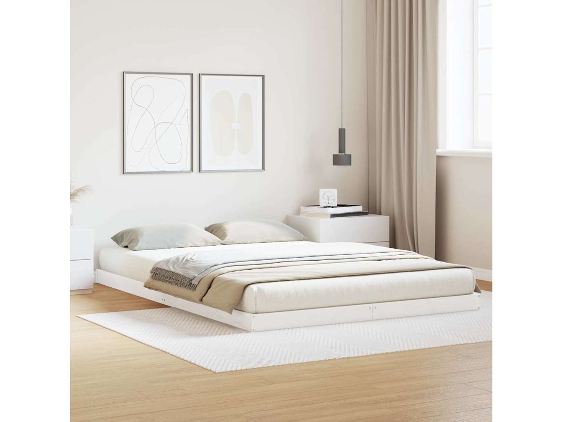 Vidaxl Estrado De Cama Branco 140 X 220 Cm Madeira De Pinheiro Sólida