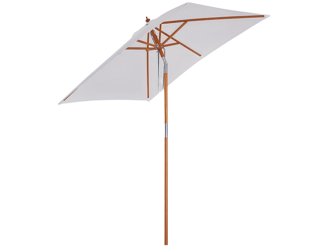 Ombrellone inclinabile 2x1.5m, 6 stecche, legno e corda, beige ZENCORE SERVICES
