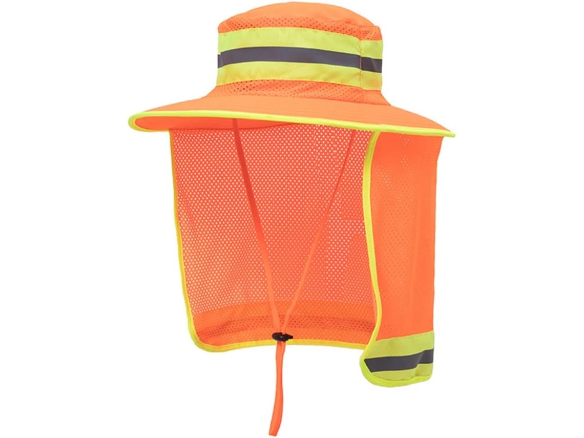 Chapéu tipo bucket grande com cobertura refletora laranja de alta visibilidade para pesca, laranja, tamanho único.