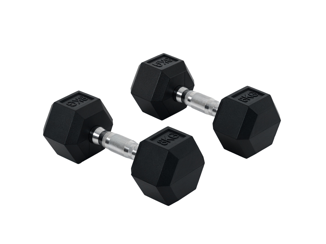 Pares Halteres 2x8kg Conexão Hexagonal Preto Prata