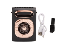 Ventilador Portátil de Pescoço Usb Bateria Silencioso Preto