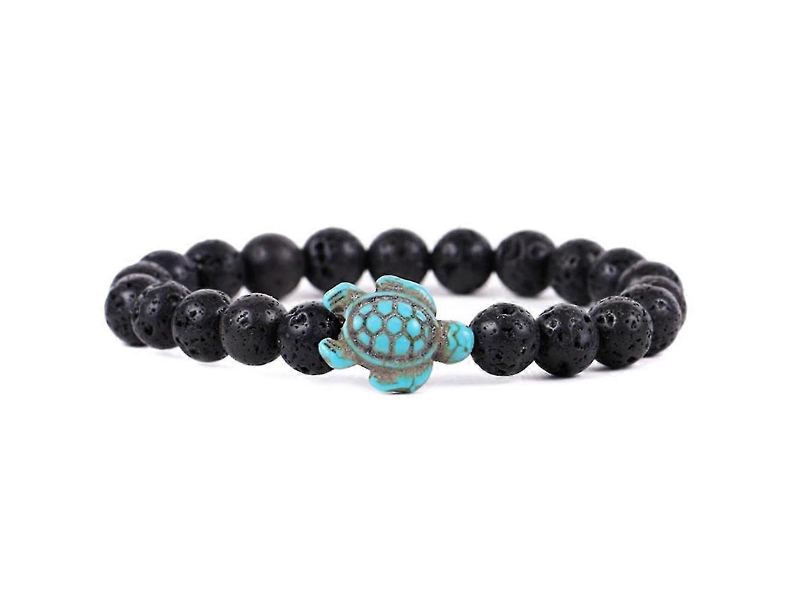 Pulseira De Contas De Tartaruga Marinha Com Turquesa Sintética, Elástica E Ajustável Para Homens E Mulheres. Nostalgia88