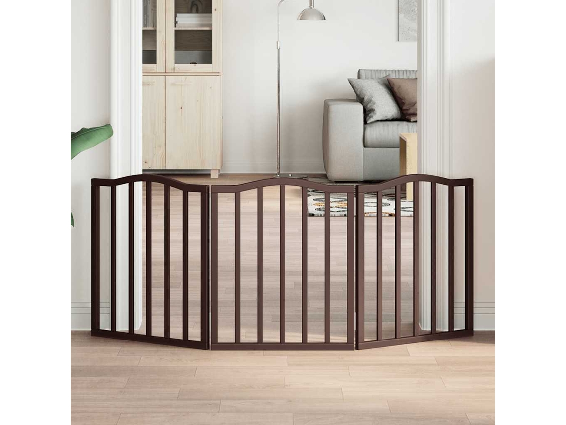 Vidaxl Portão Dobrável 3 Painéis 150 Cm Álamo Castanho
