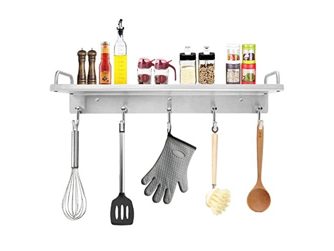 Prateleira para Utensílios de Cozinha, Porta tempero com Ganchos para Montagem na Parede, Prateleira Sobre o Fogão SUNNY SPACES