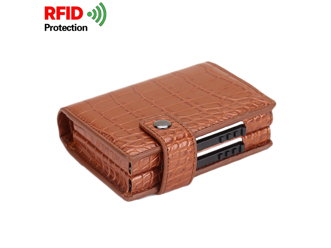 Porta-cartões Com Proteção Rfid Design De Empurrão Lateral Duplo