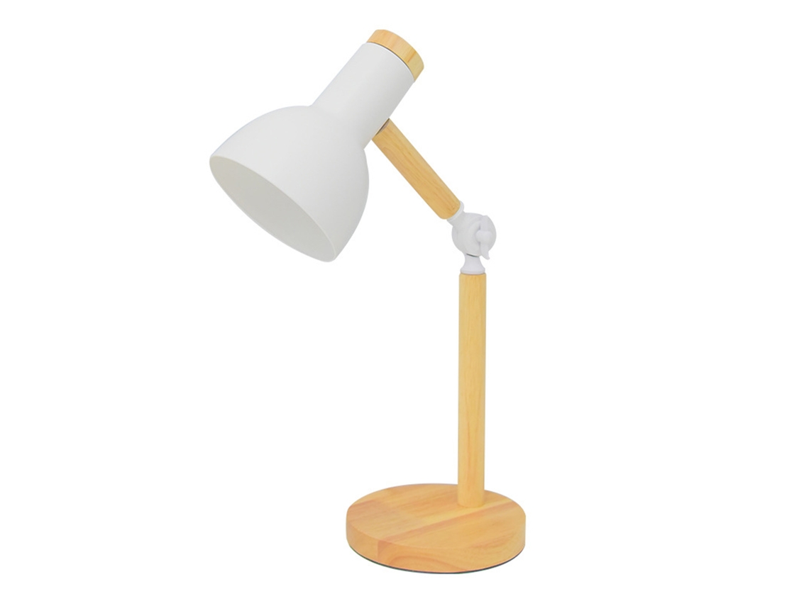 2026 lâmpada de Mesa Led Ajustável com Timer e Controle Remoto em Madeira para Quarto e Escritório Branca