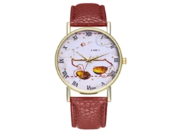 Reloj De Pulsera Unisex De Cuero Pu Con Patrón Libra Moda Café Zhoulianfa