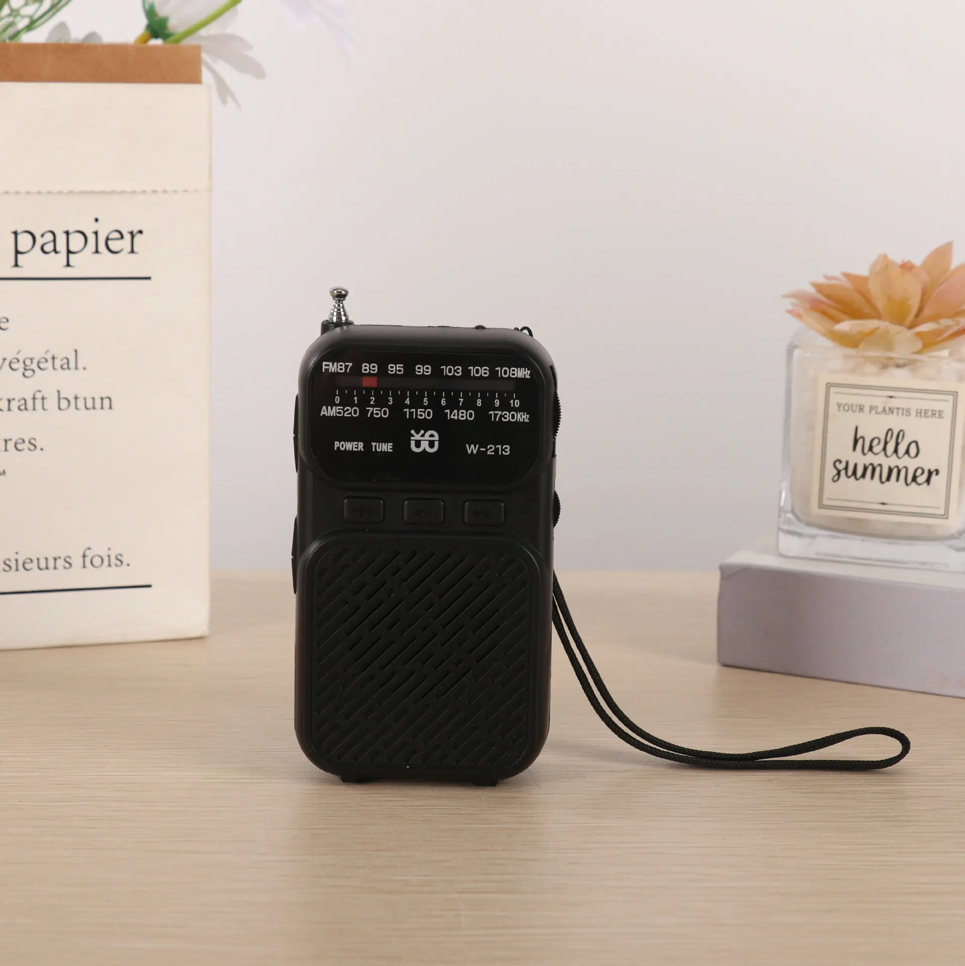Mini Rádio Analógico Fm/am Lanterna Sinal Estável Dsp Recarregável Alto falante Bluetooth MDUG (preto)