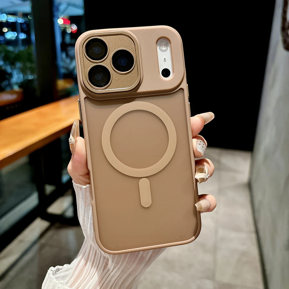 (cáqui, Iphone 16 Plus) Capa Fosca Semitransparente Para Celular, Compatível Com Carregamento Sem Fio Magnético, Capa Rígida À Prova De Choque.