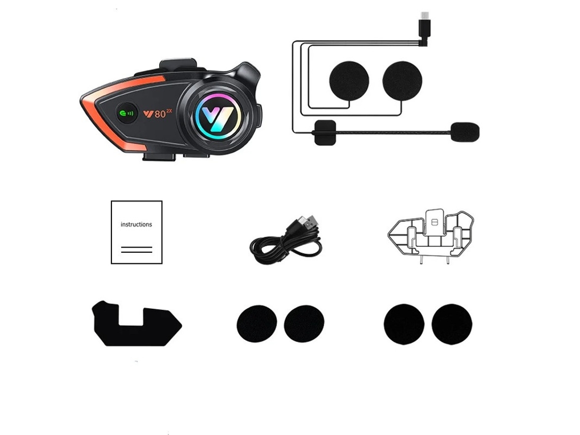 Intercomunicador Capacete Para Moto Yizhood Y80 2x Preto