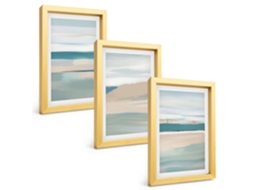 Composição De Quadros Paisagens Abstratas Em Azul Espelharte (3 Peças 20x30 Cm)