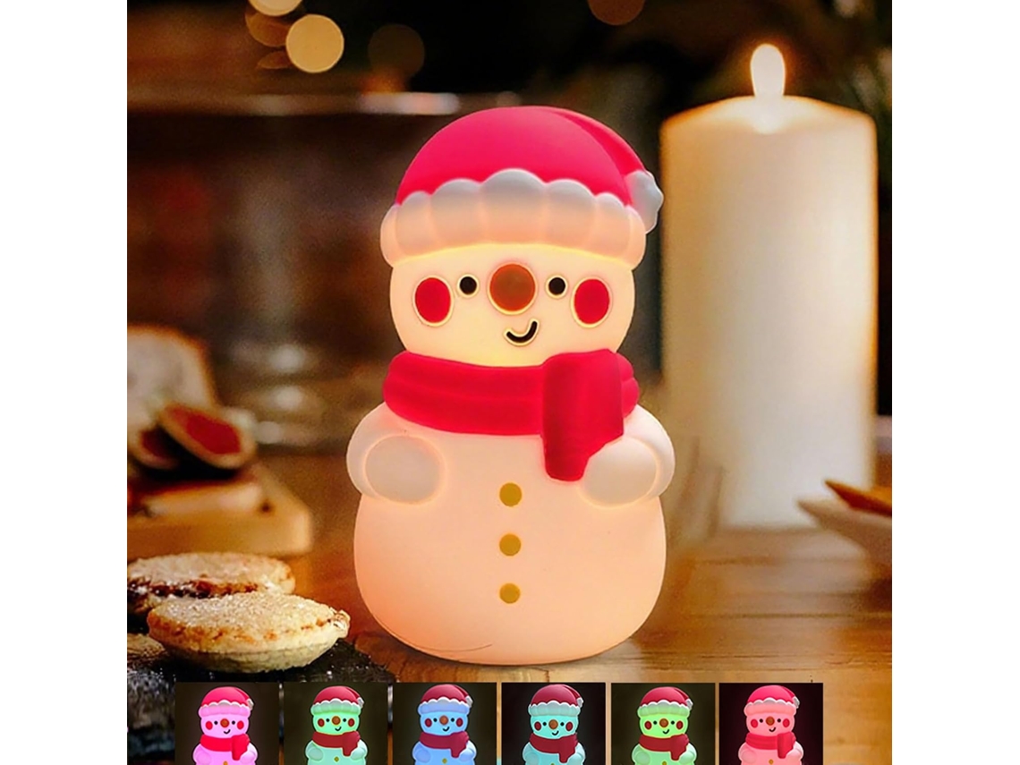 Luz noturna infantil Boneco Neve, 7 núcleos, silicone