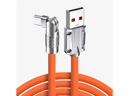 Carregador Carregamento Rápido Tipo Nível Giratório Curva Usb Data Luz Laranja