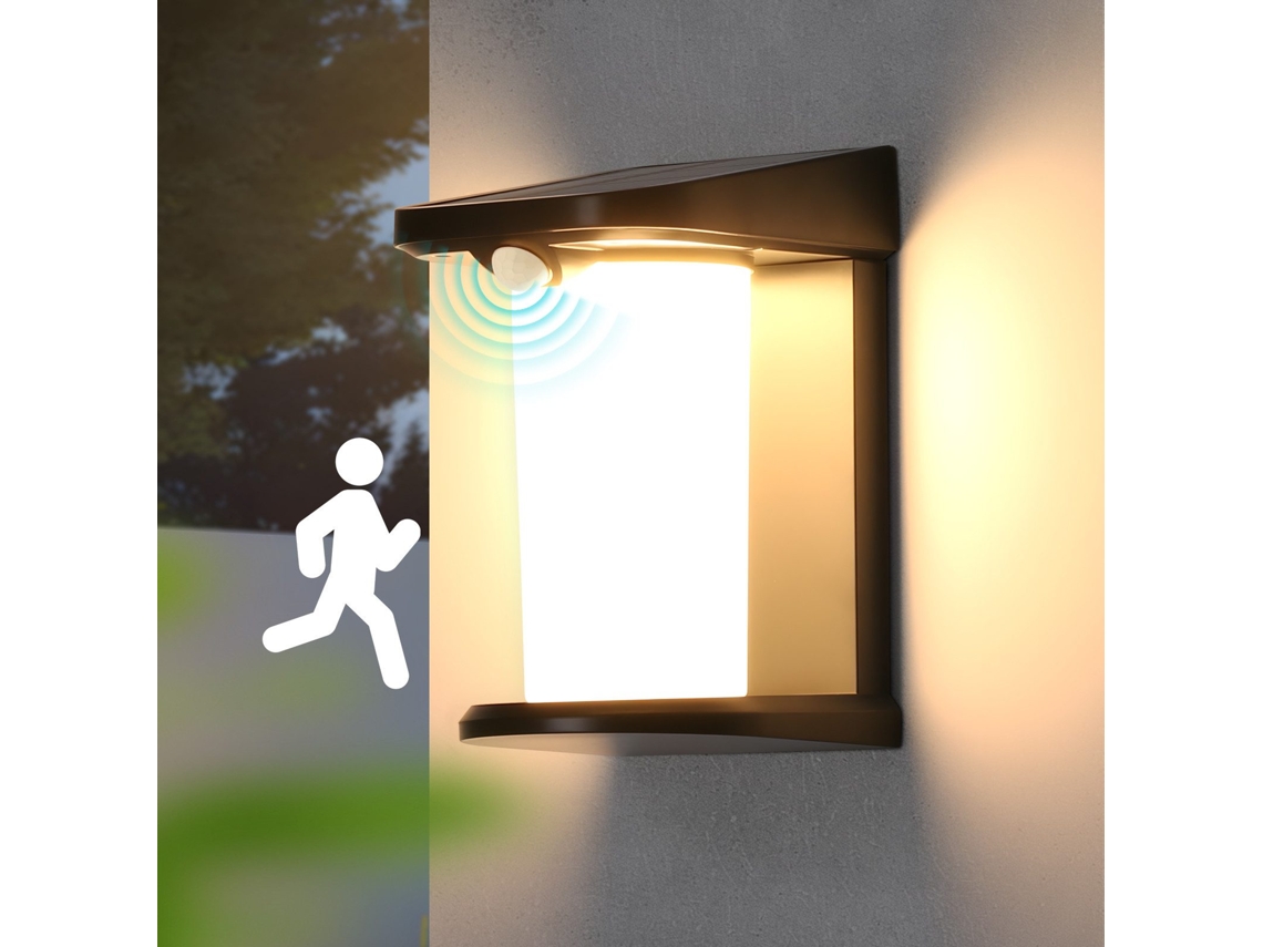 Luzes Solares Nettlife Para Exterior Com Sensor De Movimento Luminária De Parede Solar Para Exterior 2 Modos 3000k, Branco Quente