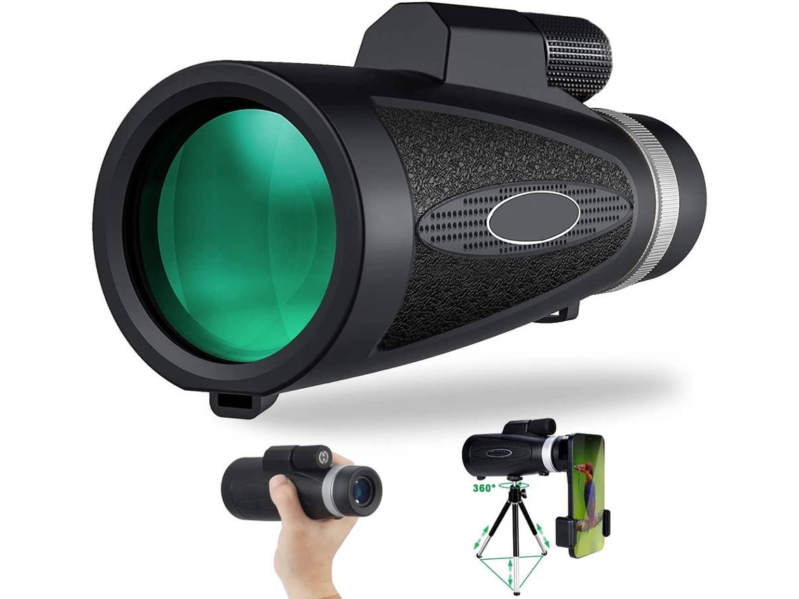 Binóculos ENKERS Monoculares 12X50 Monóculo Ipx7 Impermeável para Baixa Visão Noturna com Prisma Bak4 Campo de Visão de 360 Pés / 1000Yd-Preto