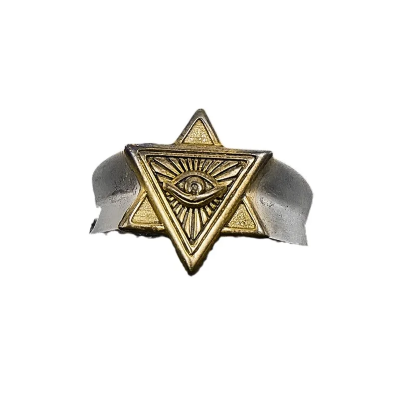 Anel Vazado Com O Olho De Hórus Egípcio, Anel Ajustável Vintage Com Hexagrama.