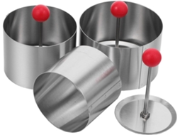 Conjunto de 3 formas redondas em aço inoxidável para bolo e mousse