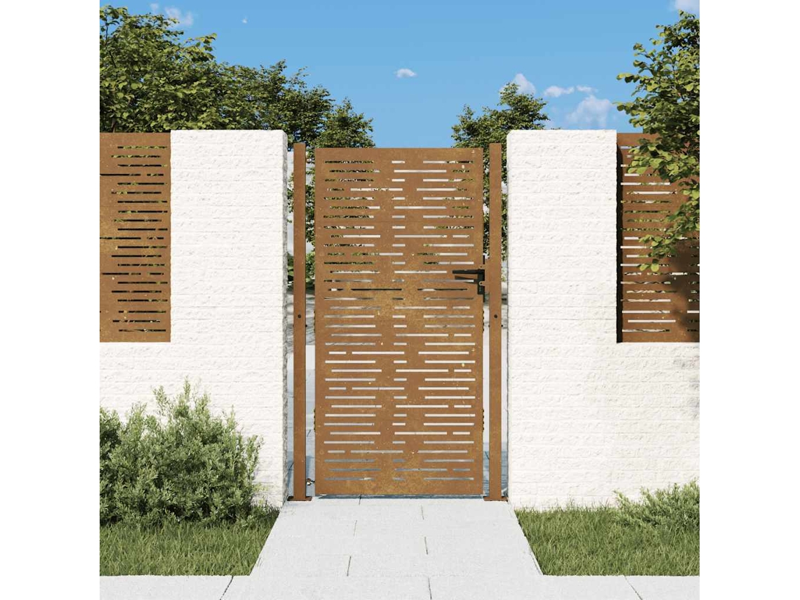 Vidaxl Portão De Jardim 100x175 Cm Aço Corten Design Quadrado