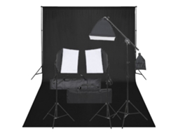 Candeeiro Kit de Estúdio Fotográfico com Conjunto de Iluminação e Fundo
