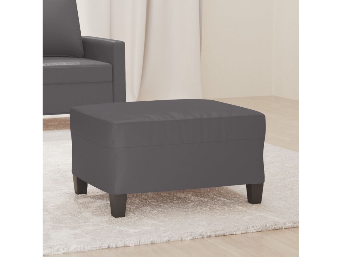 Vidaxl Apoio De Pés 70x55x41 Cm Couro Artificial Cinza