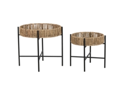 Conjunto de 2 Mesas Laterais pretas de Fibra Metálica, 49x49x44cm ALEXANDRA HOUSE LIVING