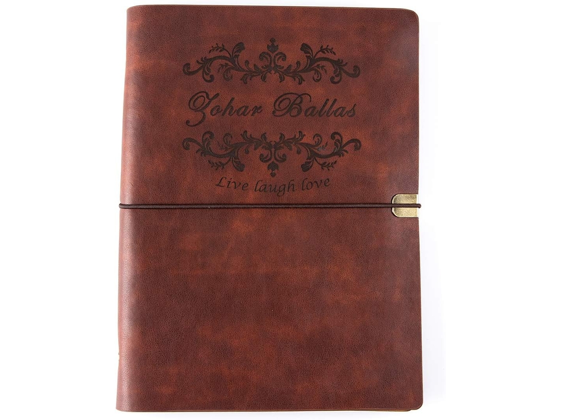 Caderno Fanery Em Couro Sue Com Capa Macia Pautada Recarregável 6 Argolas, Tamanho A5, Marrom