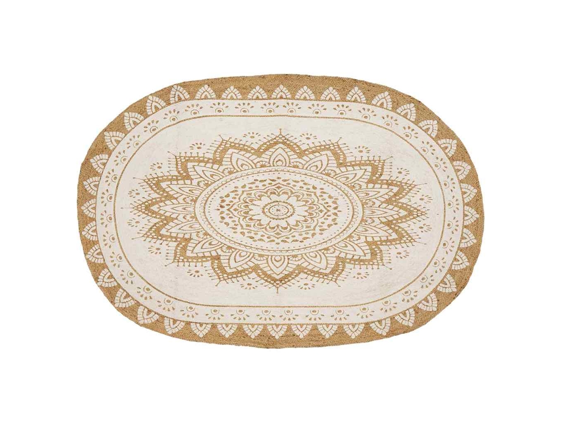 Vidaxl Tapetes De Área Natural Com Impressão Branca 205 X 305 Cm Juta