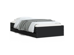 Estrutura de Cama com Gavetas Derivados de Madeira Preto MAISON EXCLUSIVE (75x190 cm)