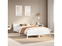 Cama Sem Colchão 135x190 Cm Madeira De Pinho Maciça Branco