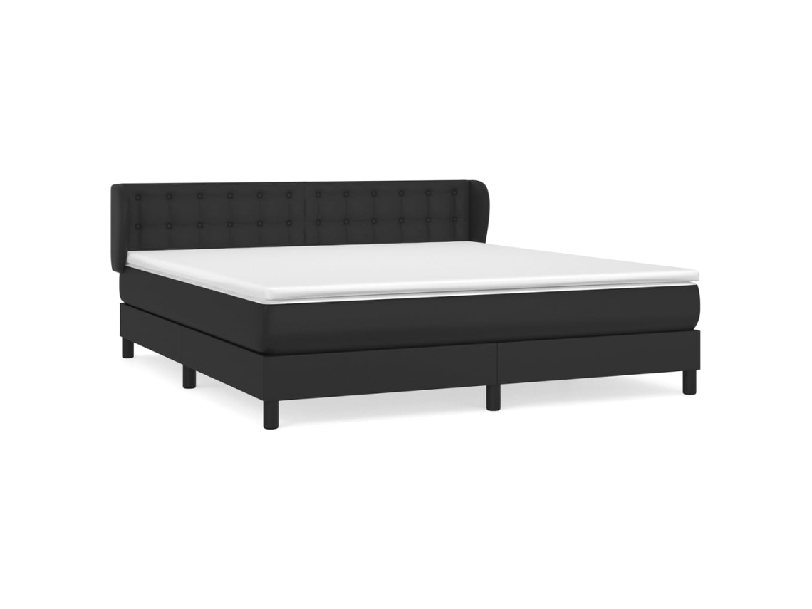 Cama com Molas Couro Artificial Preto MAISON EXCLUSIVE 180x200 cm