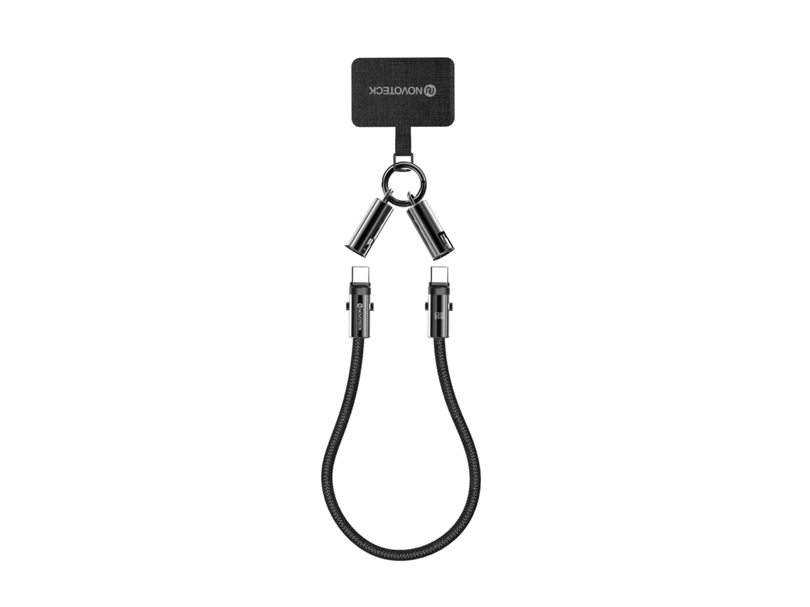 NOVOTECK S-135 Cabo USB-C para USB-C 40 cm 60W com Cordão para Telemóvel