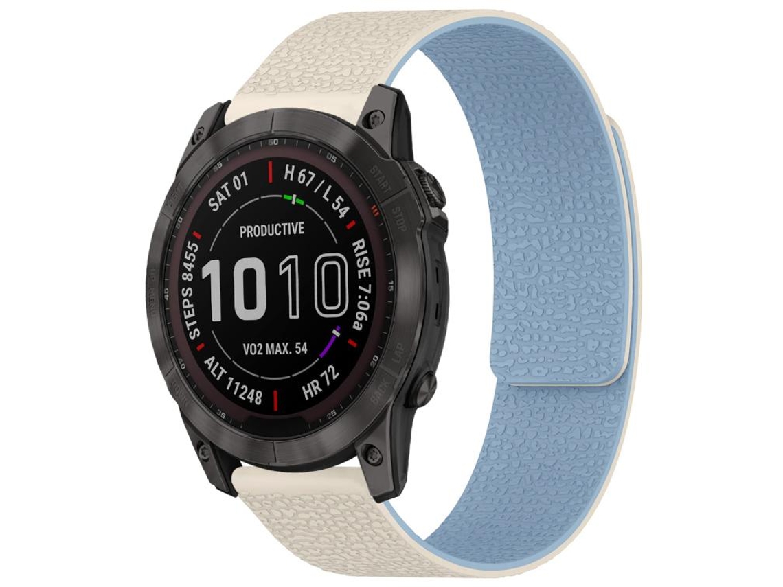 Bracelete para Garmin XIAOMOYU Fenix 8 / 7x / 6x / 5x Silicone Magnético Textura de Lichia Branco e Azul (26mm)