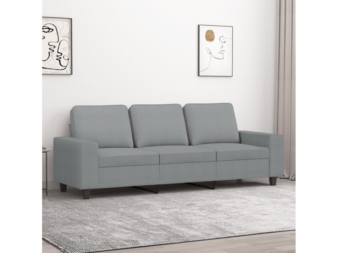 Vidaxl Sofá De 3 Lugares 180 Cm Tecido Cinza-claro