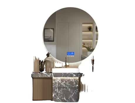 Espelho De Banheiro, 100x100 Cm, Forma Redonda, Vidro Impermeã¡vel, 3 Nã­veis De Brilho, Funã§ã£o Antiembaã§ante Oem