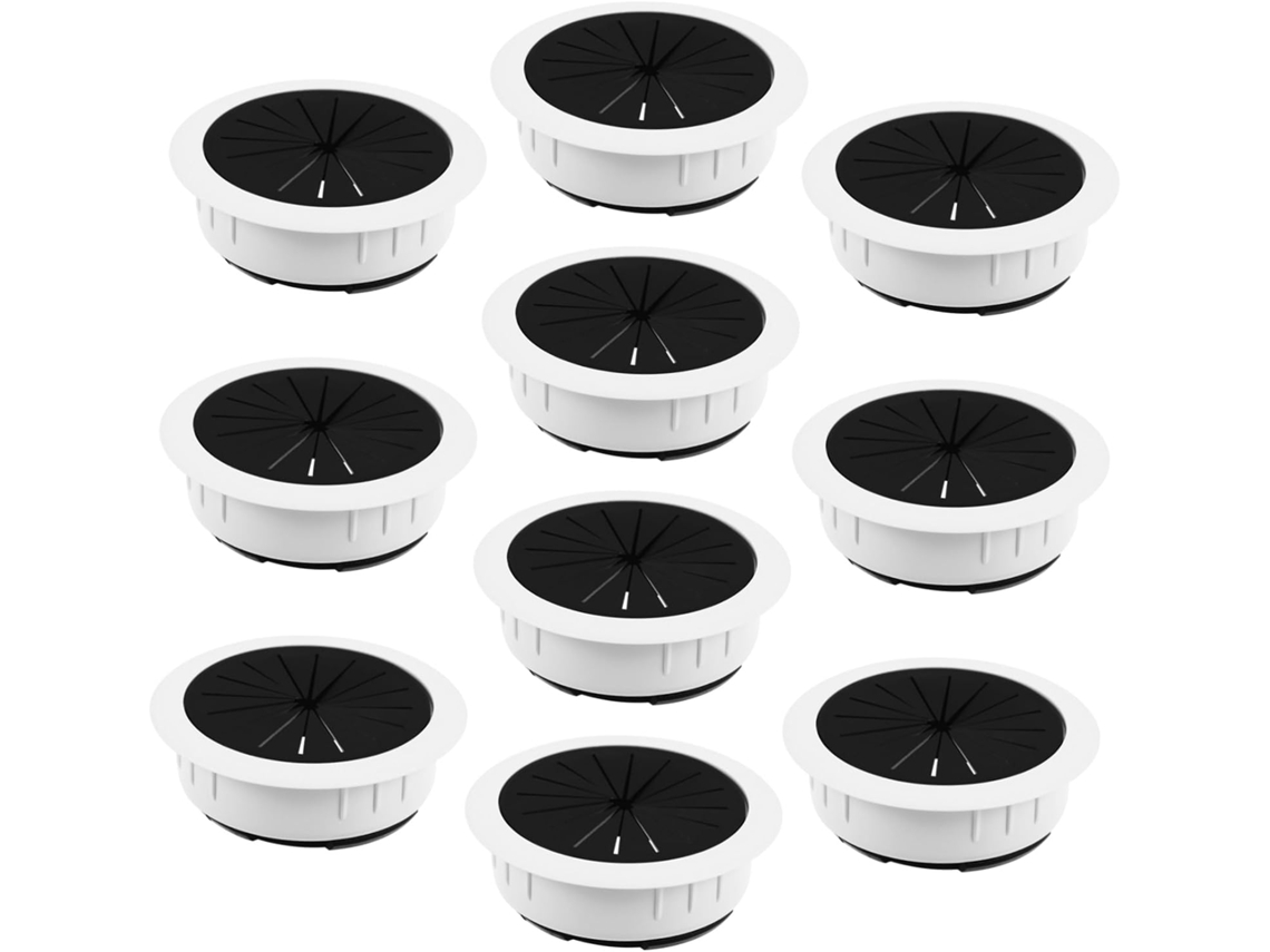 Conjunto De 10 Passa-cabos Flexíveis Brancos Para Mesa,