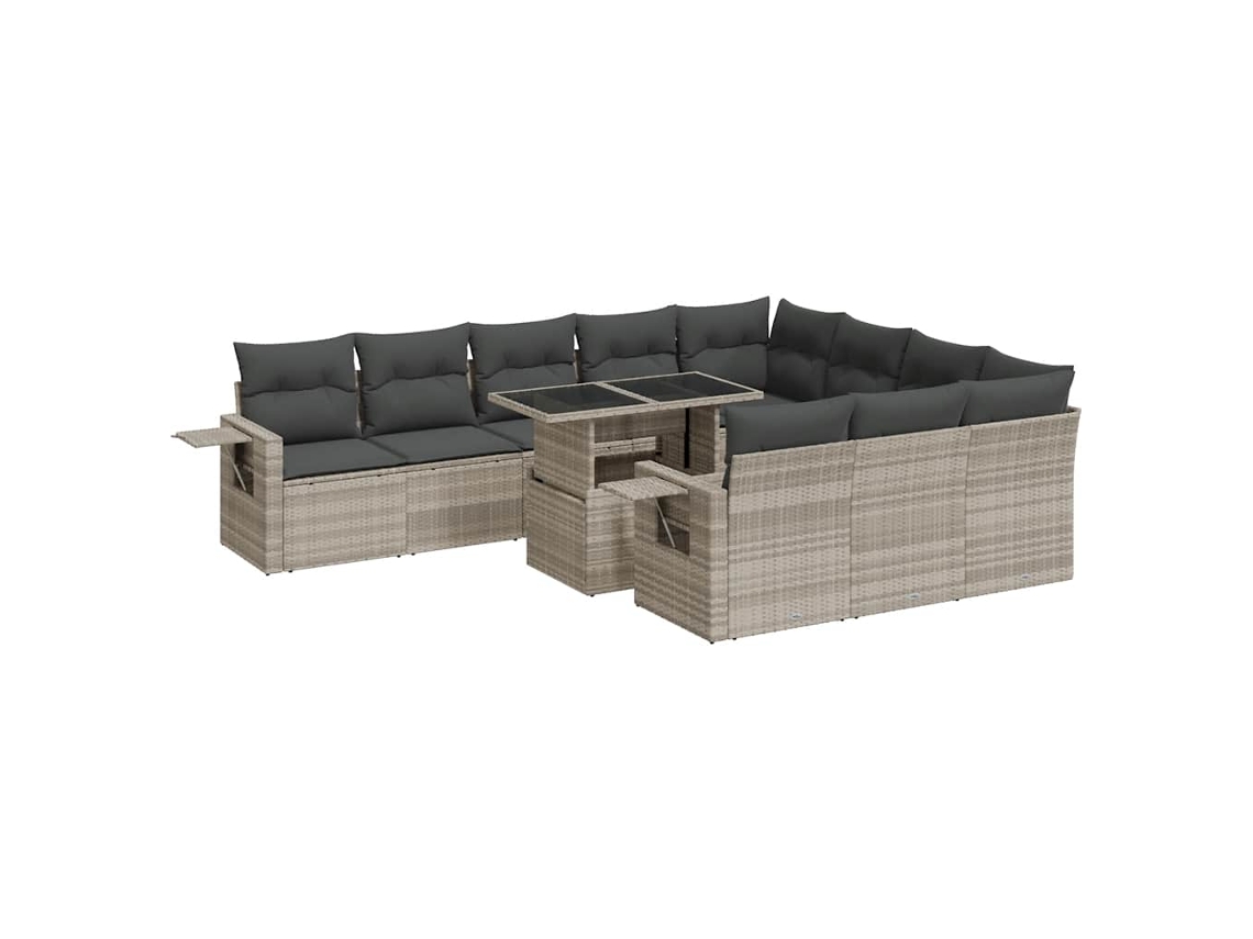 Conjunto 11 de sofás de jardim VIDAXL Cinzeto Rattan / Vime
