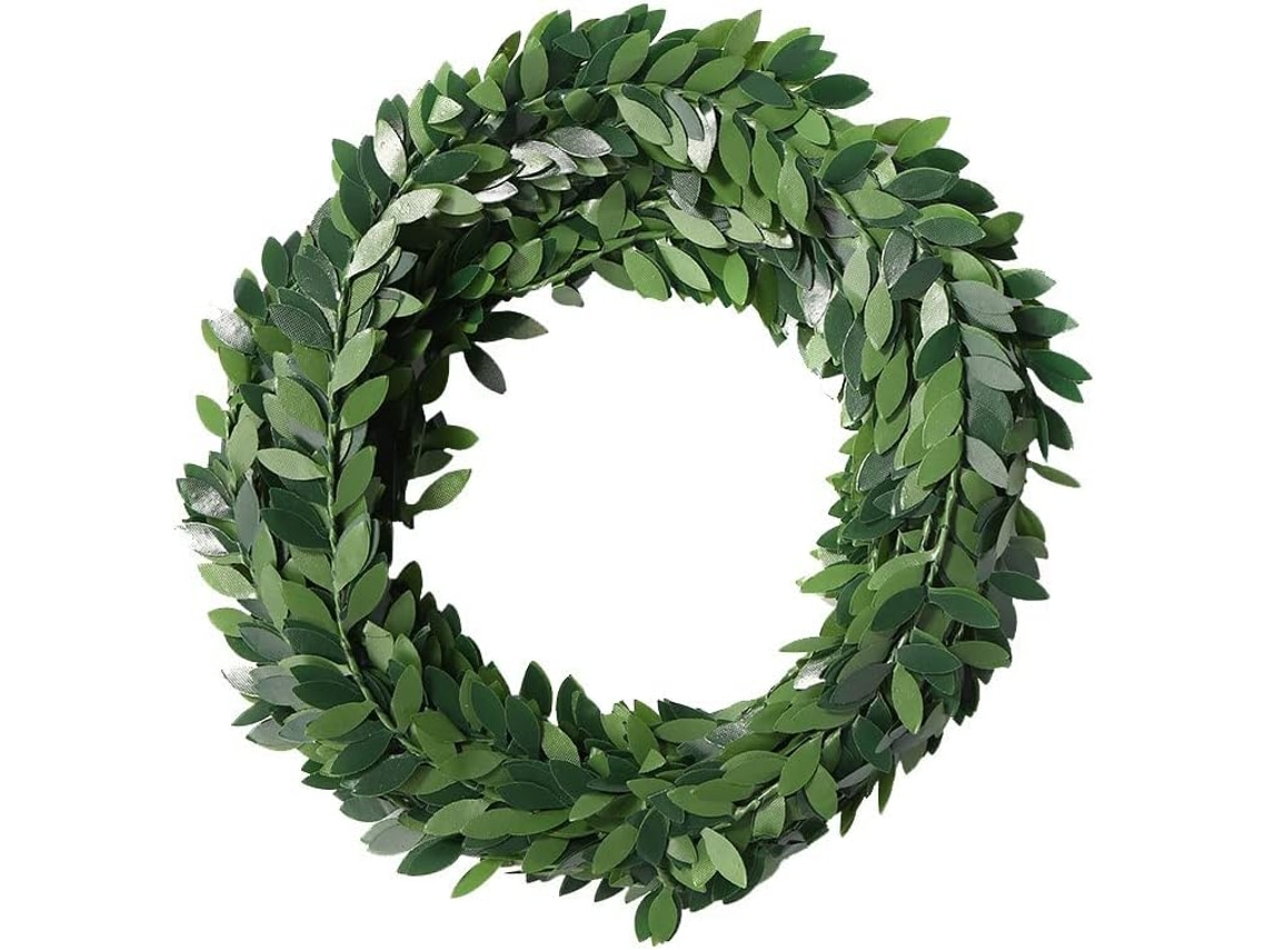Guirlanda de flores artificiais de 7,5 m com folhas verdes, parte de uma trepadeira decorativa, coroa de folhagem B