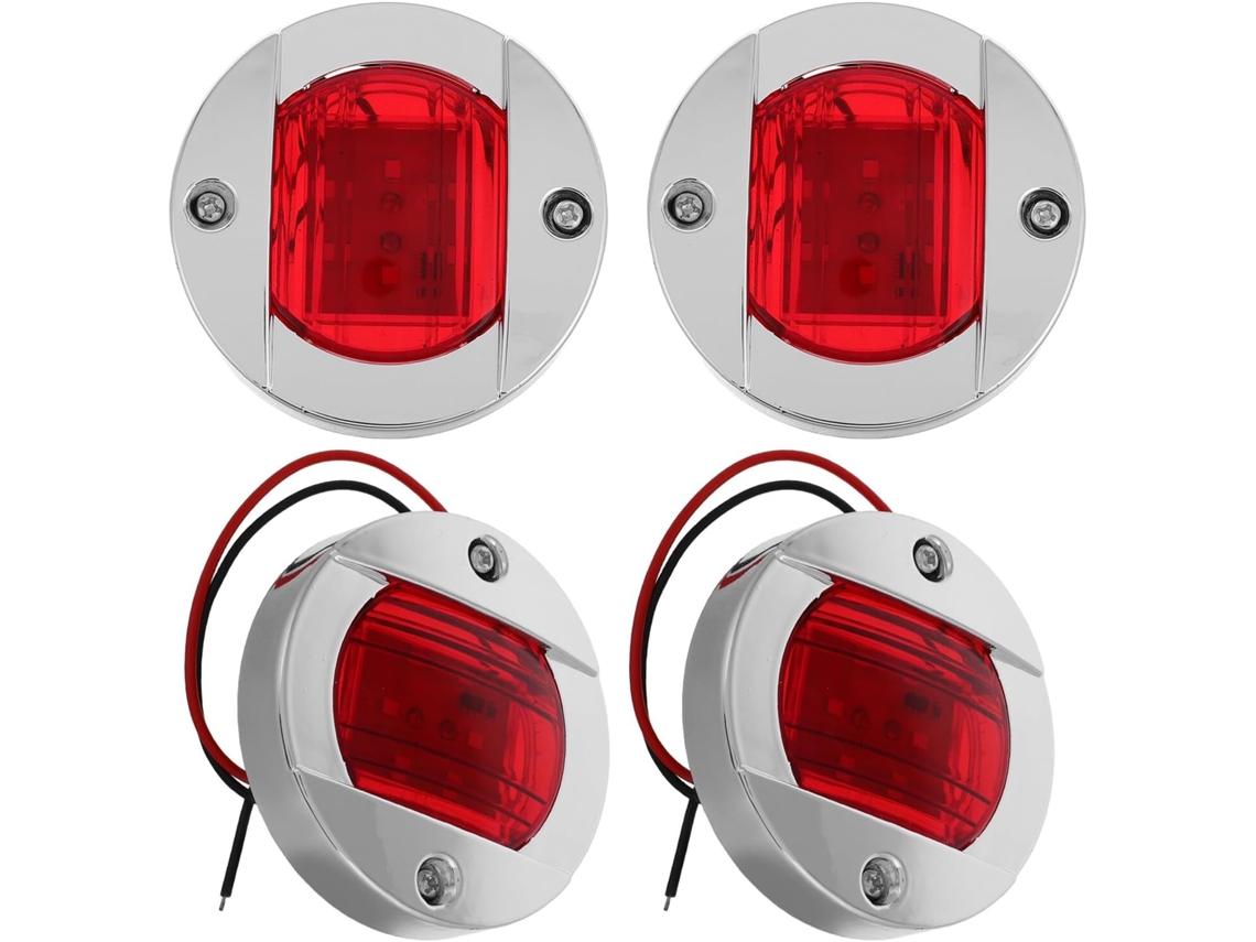 Conjunto De 4 Luzes De Sinalização Lateral Led Redondas E Resistentes Para Caminhões E Reboques.