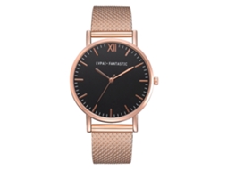 Reloj De Mujer Lvpai De Moda Casual Silicona Dial Negro Oro Rosa