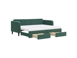 Sofá-cama com gavetão VIDAXL Verde Veludo (80x200 cm)