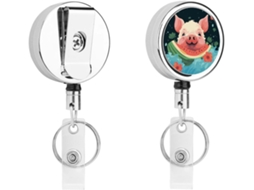 Porta Crachás Retrátil Com Sorridentes Animais, Porta Crachás Engraçado Com Clipe, Fofo Chaveiro