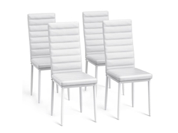 Cadeira de Sala de Jantar Escandinava Pu Branco Conjunto de 4 BEALIFE