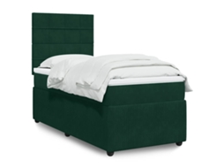 Vidaxl Cama Com Molas/colchão 90x190 Cm Veludo Verde-escuro