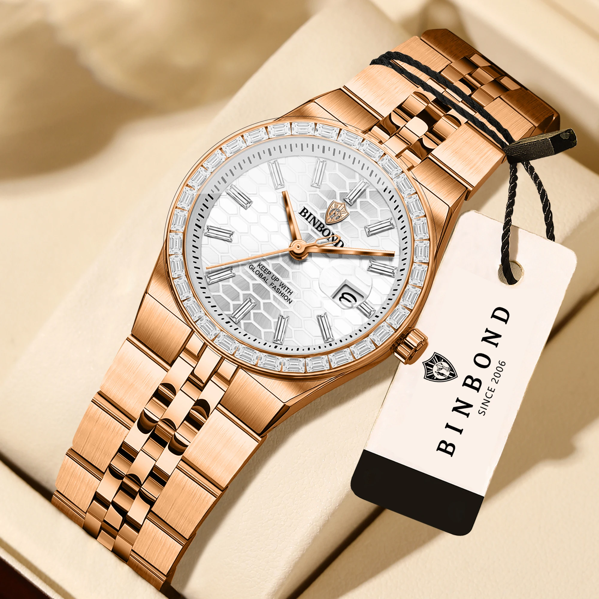 Relógio Feminino Automático À Prova D'água Com Data, Elegante E Casual, Com Mecanismo De Quartzo De Precisão.