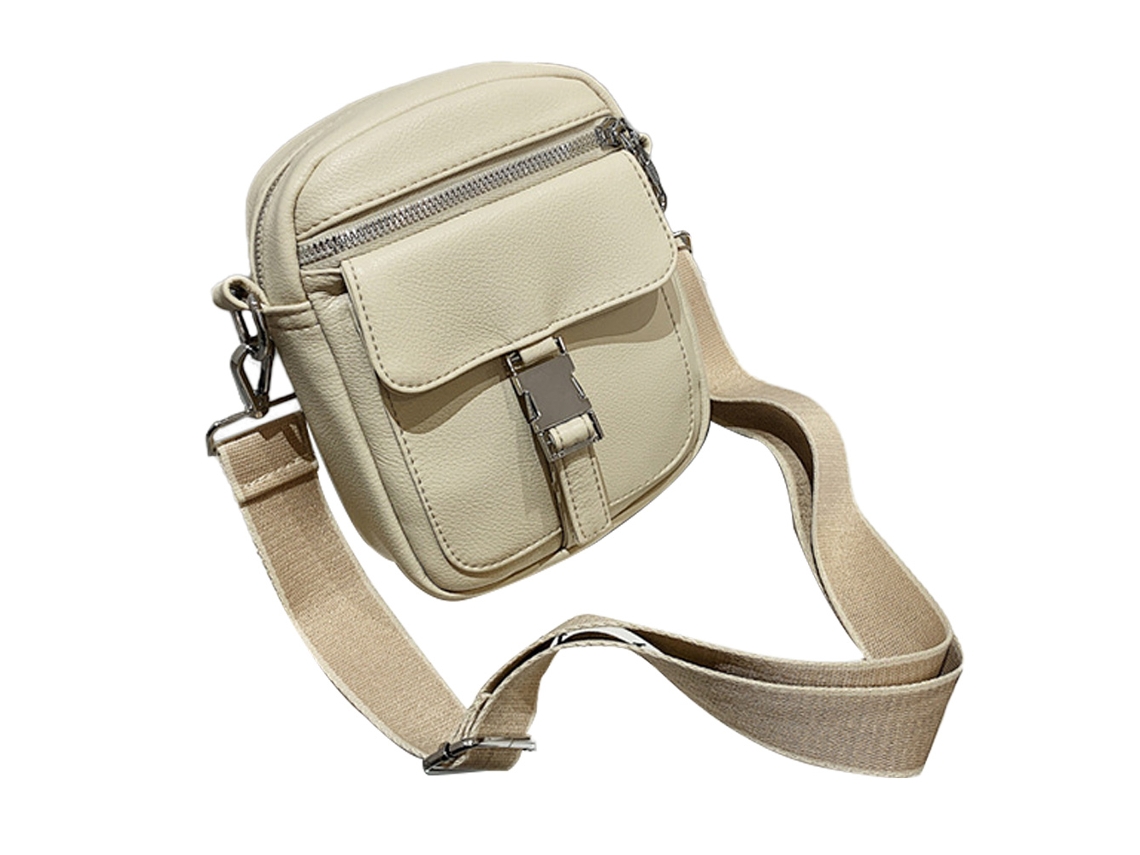 Mochila Pequena Transversal Ombro Único Leve Multibolsos Multicamadas Bolsa de Grande Capacidade Caqui