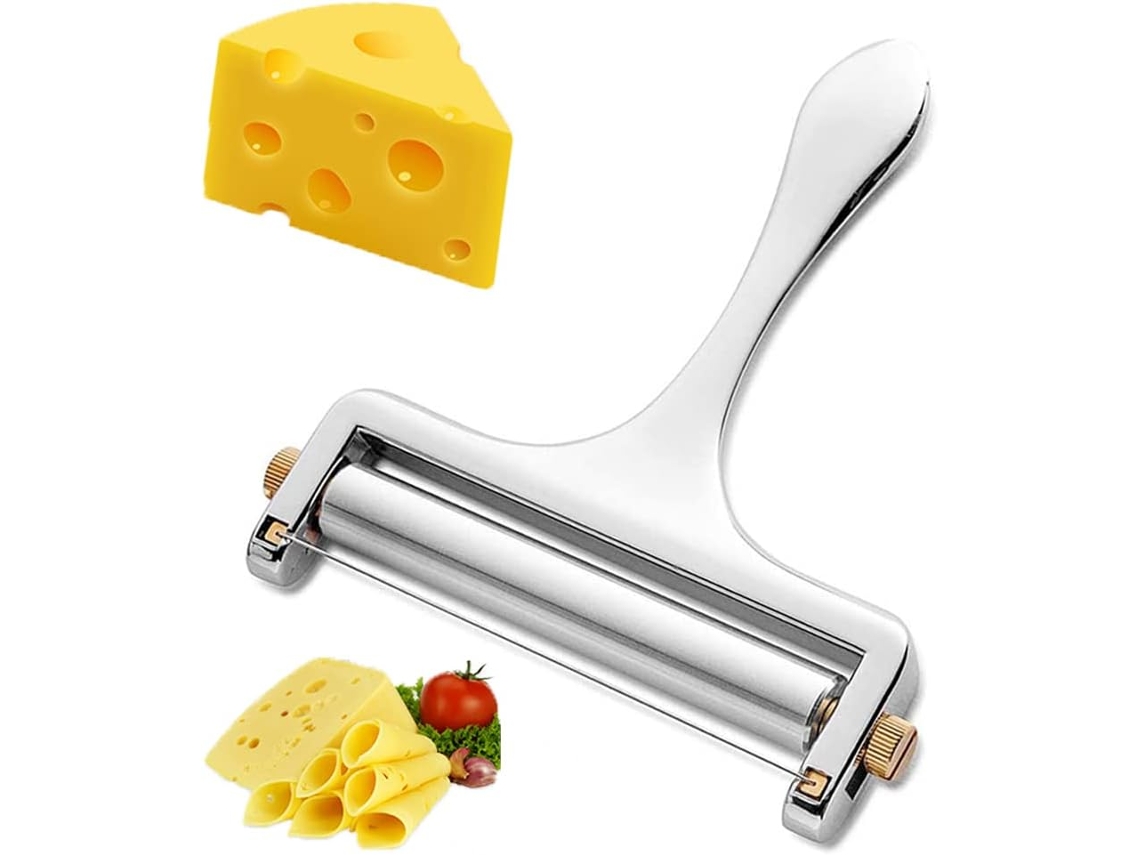 Fatiador De Queijo Ajustável Em Aço Inoxidável, Com Espessura Regulável, Inclui 1 Disco De Corte, Ideal Para Cozinha E Queijos Macios Espessos