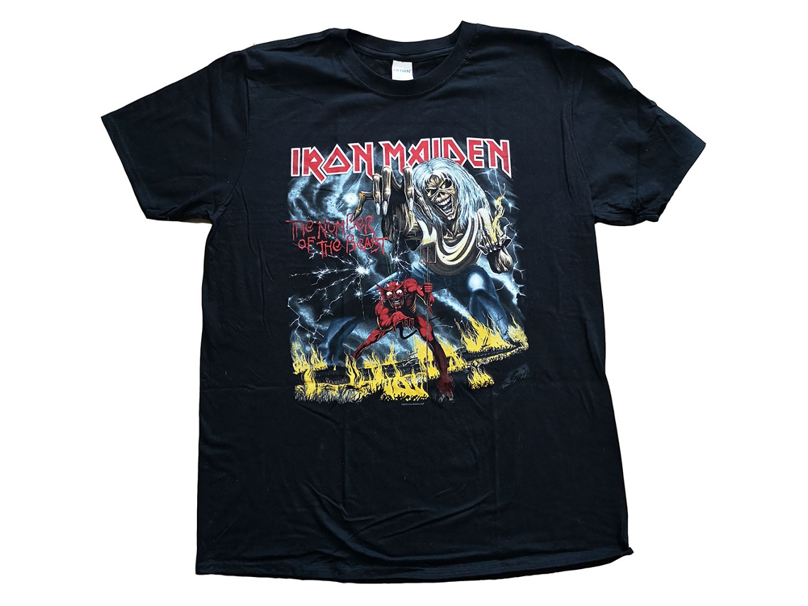 T-Shirt ROCK OFF Iron Maiden - Number Of The Beast Preto (Tamanho: L)