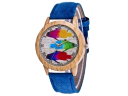 Reloj De Pareja Zhoulianfa Con Dial De Peces Coloridos Correa De Denim Azul
